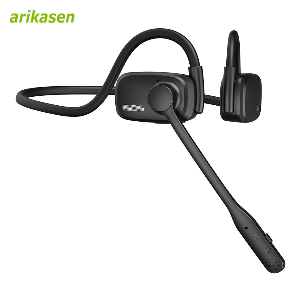 Open Ear Air Conduction Headphones - Headset Bluetooth dengan mikrofon Boom kebisingan