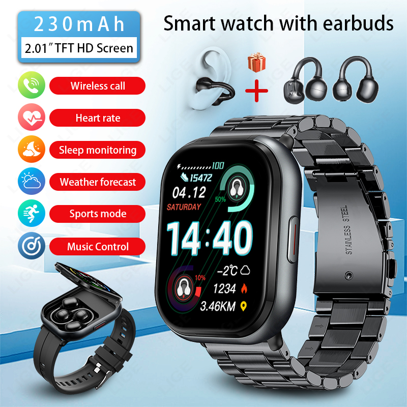 Tws Earbuds Bluetooth 5.3 - LIGE TWS Jam Tangan Pintar Pria