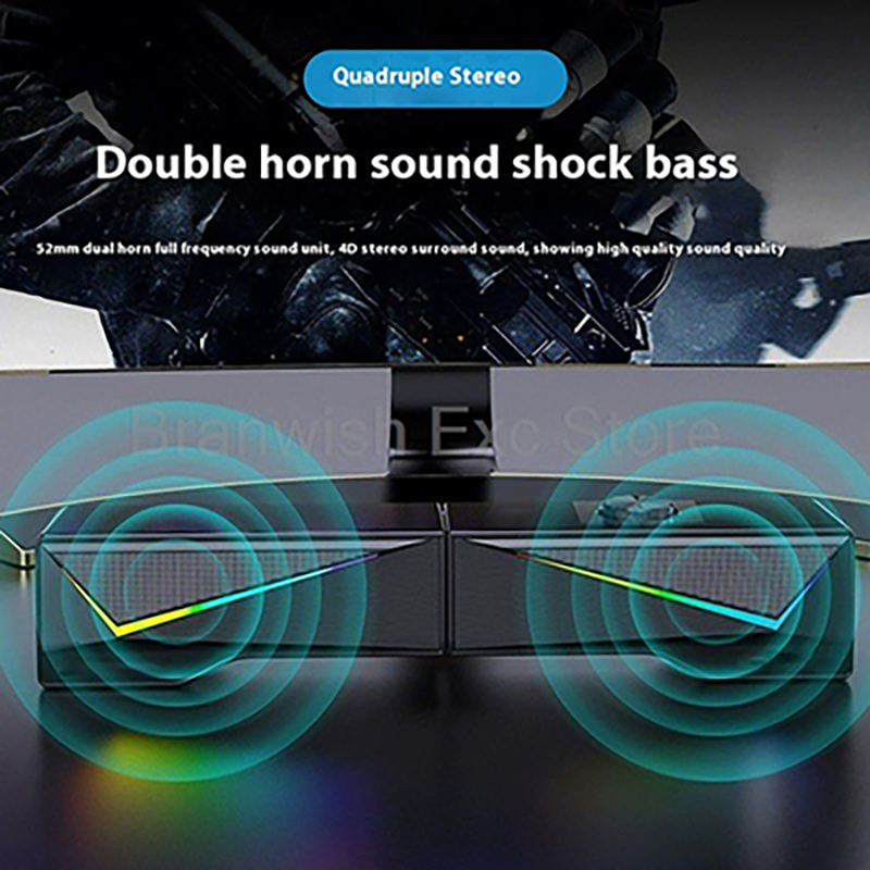 Speaker Komputer 2X2.5W Lampu  - Rgb Computer Soundbar For Pc ulasan dan harga