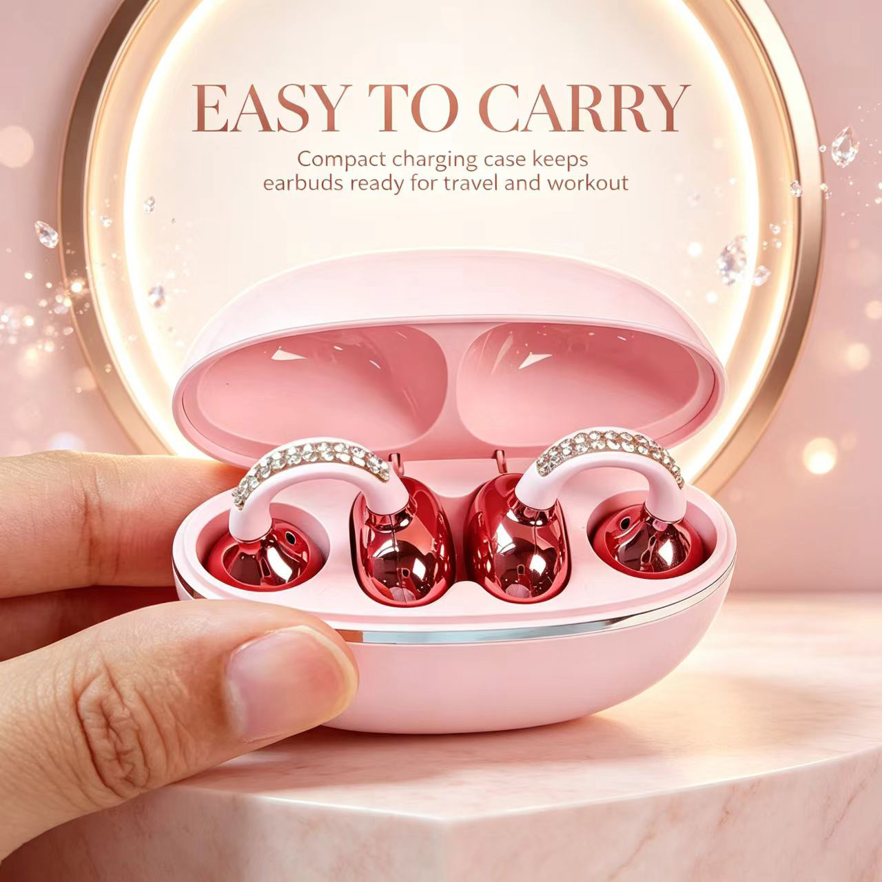 Earbud Nirkabel Rhinestone Ope - Open Ear Air Conduction Headphones ulasan dan harga