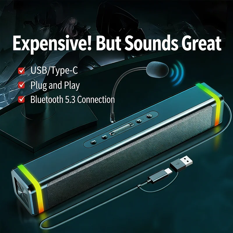 Speaker Komputer SADA, dengan  - Rgb Computer Soundbar For Pc ulasan dan harga