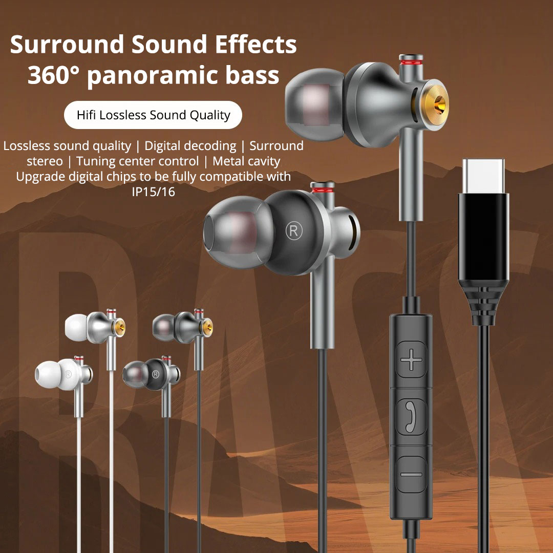 EARDECO Headphone Berkabel 3.5 - Type C Wired Earphones With Mic ulasan dan harga