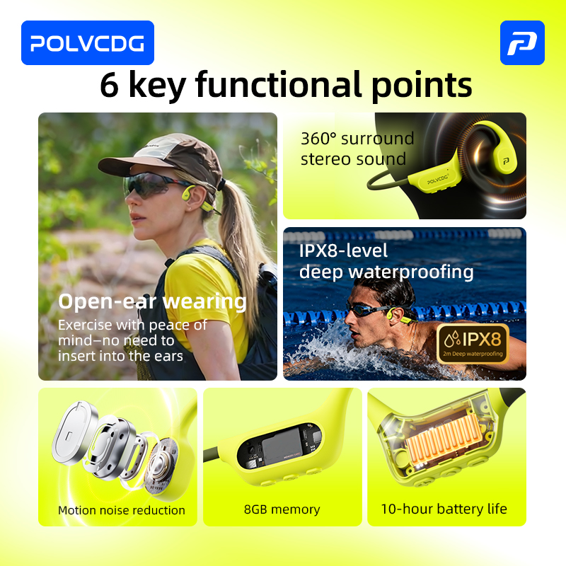 POLVCDG 8G Headphone Olahraga  - Bone Conduction Running Headphones ulasan dan harga